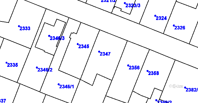 Parcela st. 2347 v KÚ Kuřim, Katastrální mapa