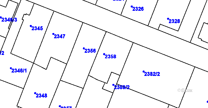 Parcela st. 2358 v KÚ Kuřim, Katastrální mapa