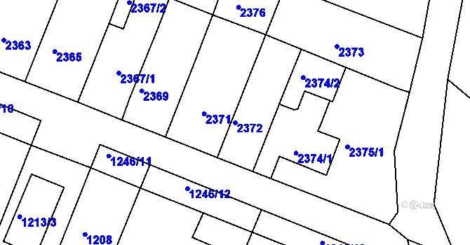 Parcela st. 2372 v KÚ Kuřim, Katastrální mapa