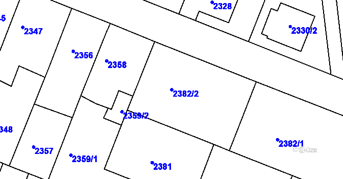 Parcela st. 2382/2 v KÚ Kuřim, Katastrální mapa