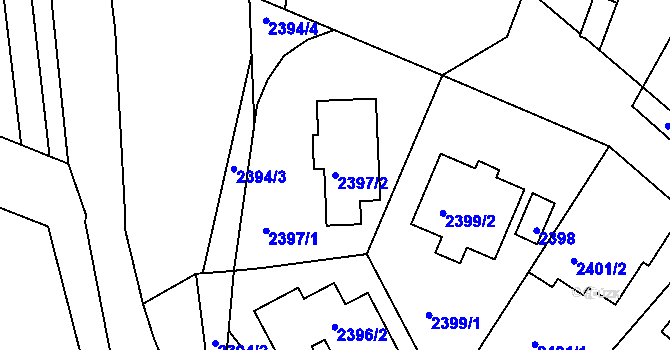 Parcela st. 2397/2 v KÚ Kuřim, Katastrální mapa