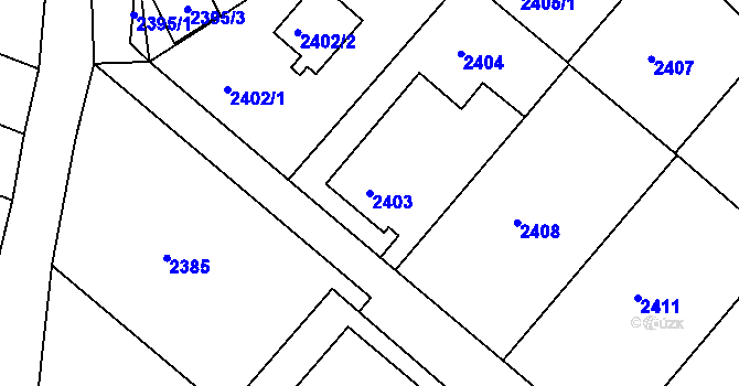 Parcela st. 2403 v KÚ Kuřim, Katastrální mapa