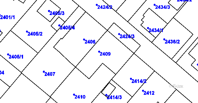 Parcela st. 2409 v KÚ Kuřim, Katastrální mapa