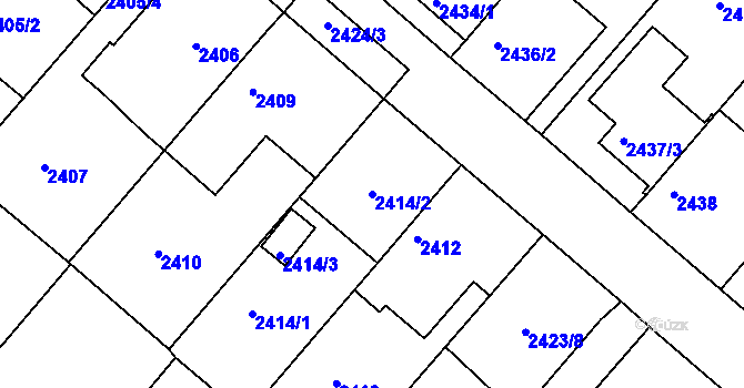 Parcela st. 2414/2 v KÚ Kuřim, Katastrální mapa
