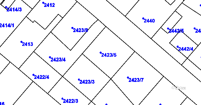 Parcela st. 2423/5 v KÚ Kuřim, Katastrální mapa