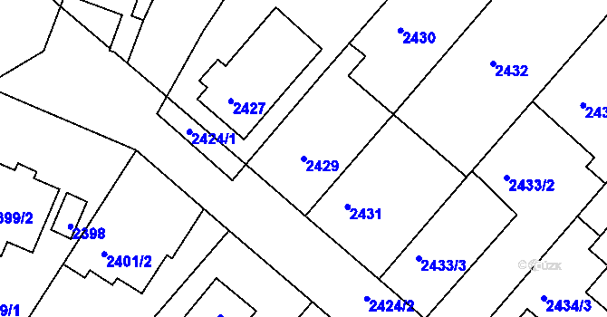 Parcela st. 2429 v KÚ Kuřim, Katastrální mapa