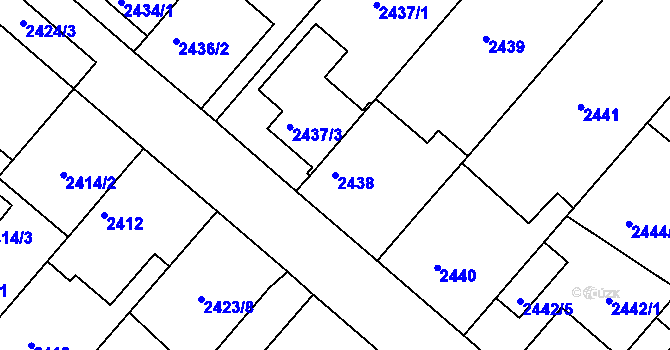 Parcela st. 2438 v KÚ Kuřim, Katastrální mapa