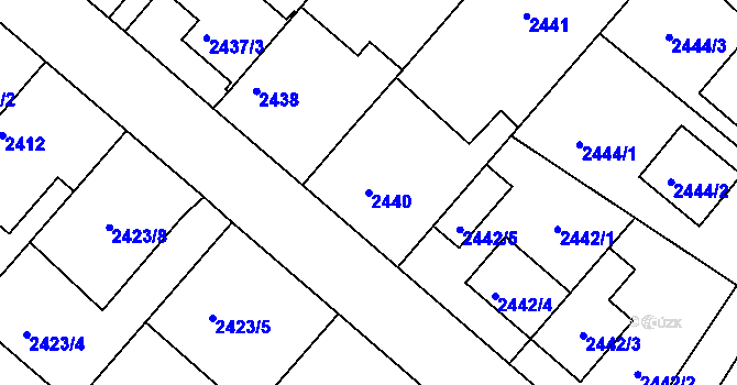 Parcela st. 2440 v KÚ Kuřim, Katastrální mapa