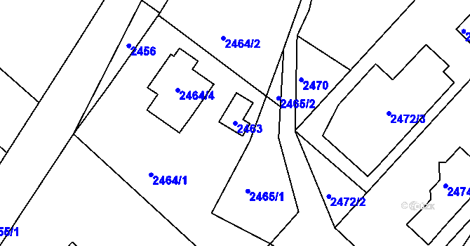 Parcela st. 2463 v KÚ Kuřim, Katastrální mapa