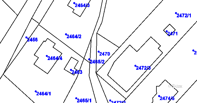 Parcela st. 2470 v KÚ Kuřim, Katastrální mapa