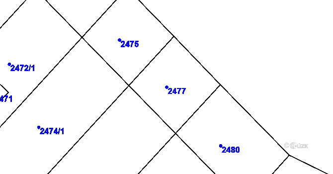 Parcela st. 2477 v KÚ Kuřim, Katastrální mapa