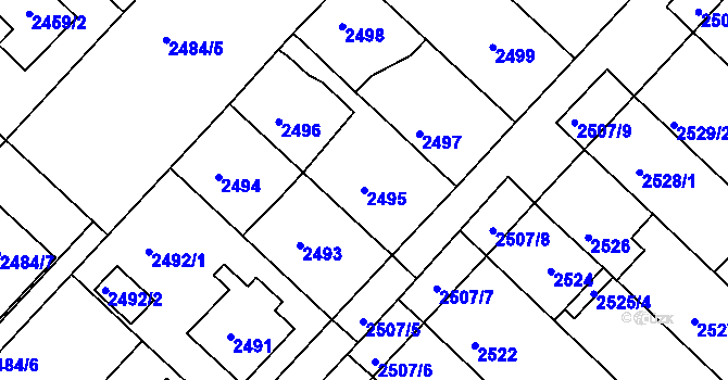Parcela st. 2495 v KÚ Kuřim, Katastrální mapa
