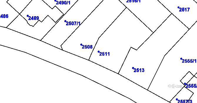 Parcela st. 2511 v KÚ Kuřim, Katastrální mapa