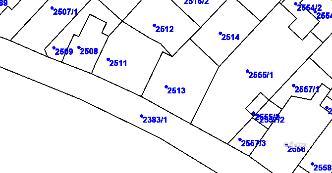Parcela st. 2513 v KÚ Kuřim, Katastrální mapa