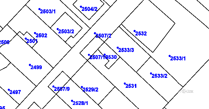 Parcela st. 2530 v KÚ Kuřim, Katastrální mapa