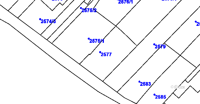 Parcela st. 2577 v KÚ Kuřim, Katastrální mapa