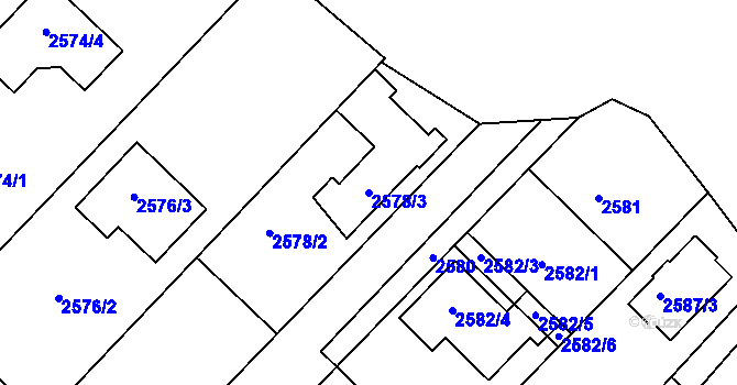 Parcela st. 2578/3 v KÚ Kuřim, Katastrální mapa