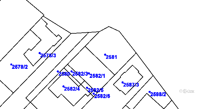 Parcela st. 2581 v KÚ Kuřim, Katastrální mapa