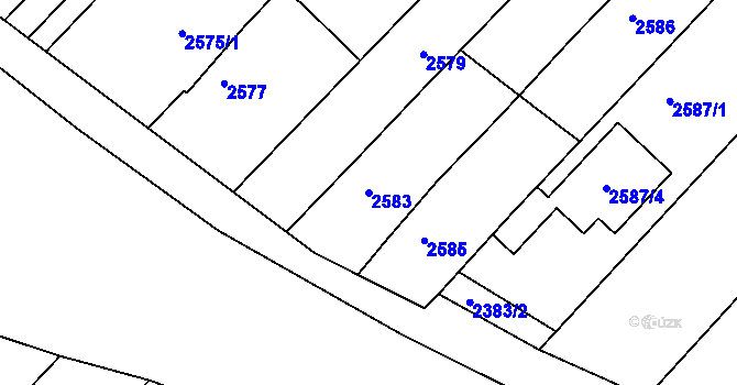 Parcela st. 2583 v KÚ Kuřim, Katastrální mapa