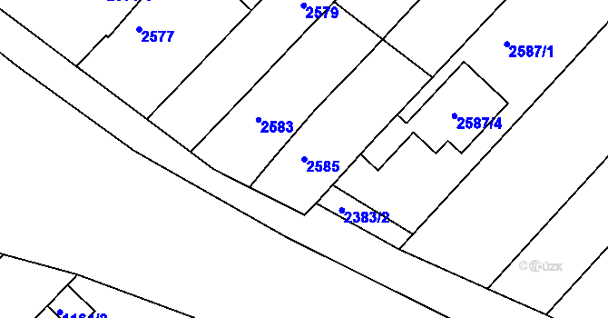 Parcela st. 2585 v KÚ Kuřim, Katastrální mapa