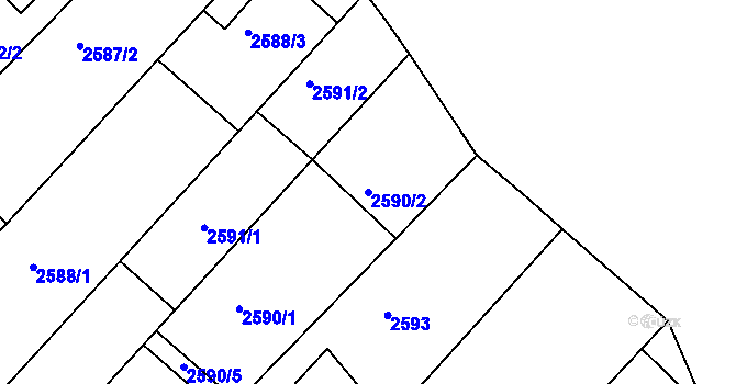 Parcela st. 2590/2 v KÚ Kuřim, Katastrální mapa