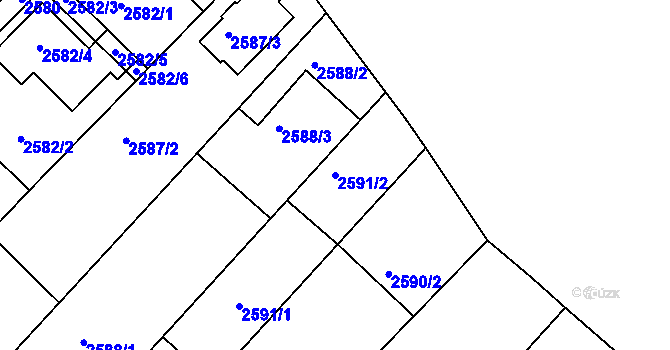 Parcela st. 2591/2 v KÚ Kuřim, Katastrální mapa