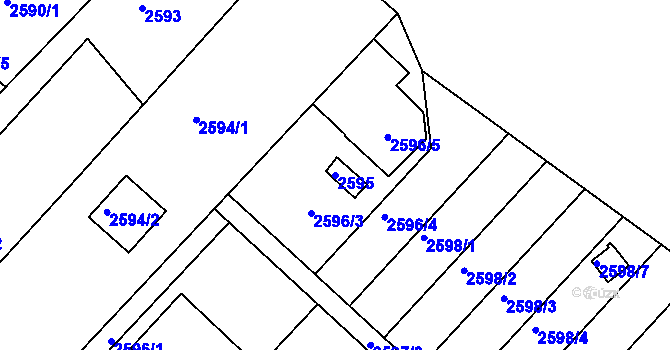 Parcela st. 2595 v KÚ Kuřim, Katastrální mapa