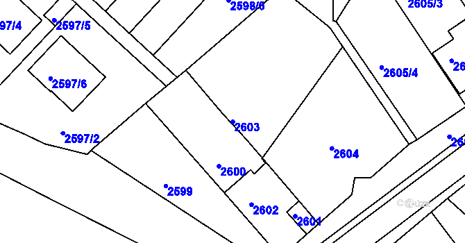 Parcela st. 2603 v KÚ Kuřim, Katastrální mapa