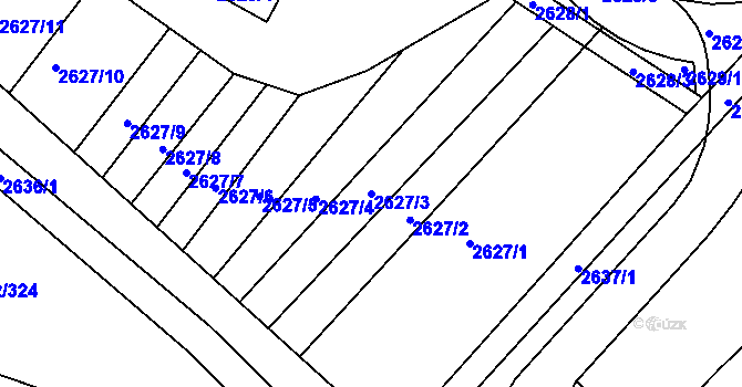 Parcela st. 2627/3 v KÚ Kuřim, Katastrální mapa