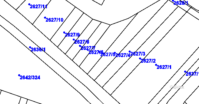 Parcela st. 2627/5 v KÚ Kuřim, Katastrální mapa