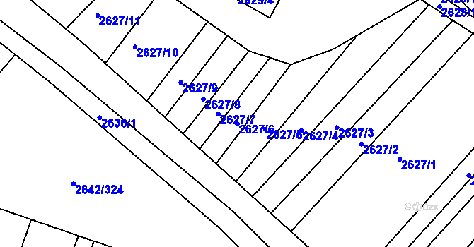 Parcela st. 2627/6 v KÚ Kuřim, Katastrální mapa