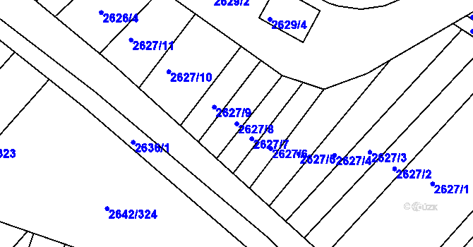 Parcela st. 2627/8 v KÚ Kuřim, Katastrální mapa