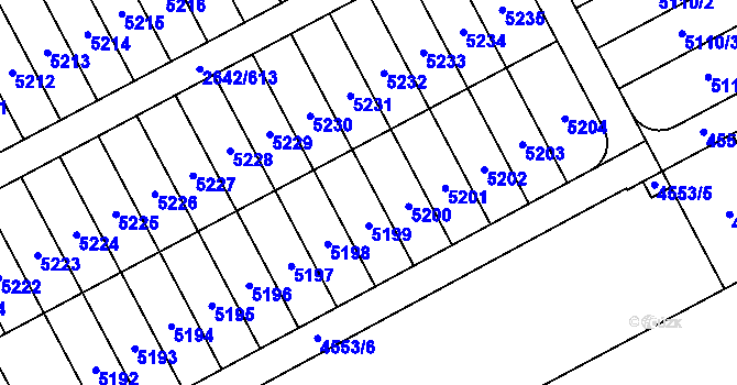 Parcela st. 2642/1 v KÚ Kuřim, Katastrální mapa