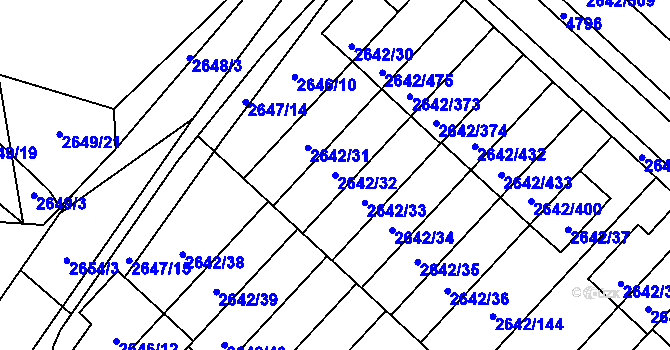 Parcela st. 2642/32 v KÚ Kuřim, Katastrální mapa