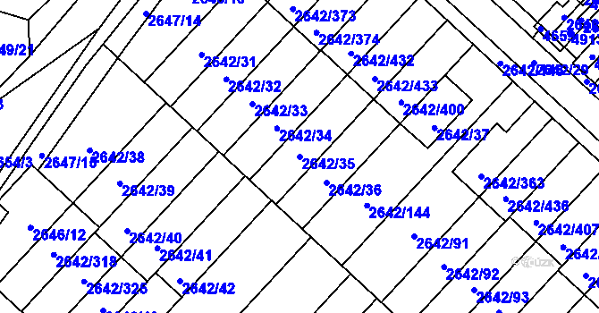 Parcela st. 2642/35 v KÚ Kuřim, Katastrální mapa