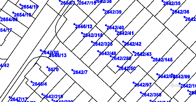 Parcela st. 2642/48 v KÚ Kuřim, Katastrální mapa