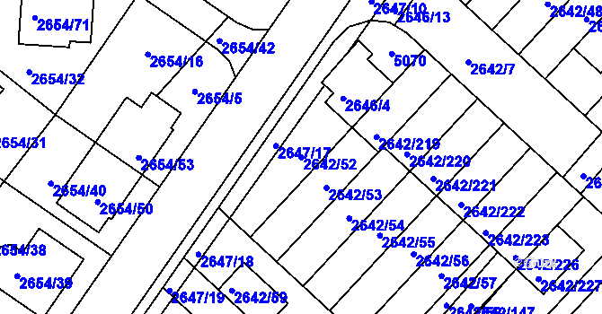 Parcela st. 2642/52 v KÚ Kuřim, Katastrální mapa