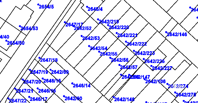 Parcela st. 2642/55 v KÚ Kuřim, Katastrální mapa