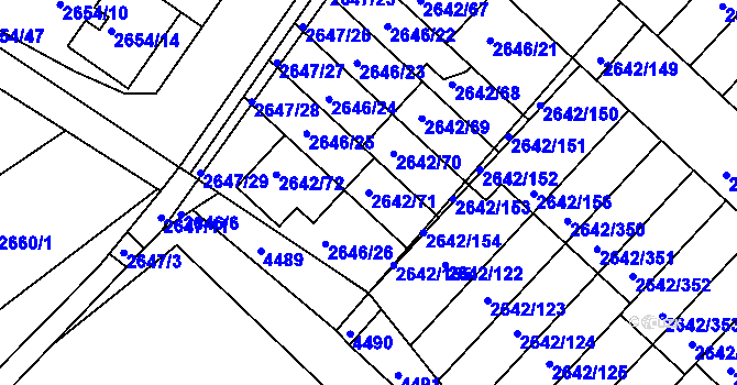 Parcela st. 2642/71 v KÚ Kuřim, Katastrální mapa