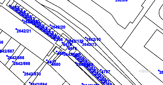 Parcela st. 2642/73 v KÚ Kuřim, Katastrální mapa