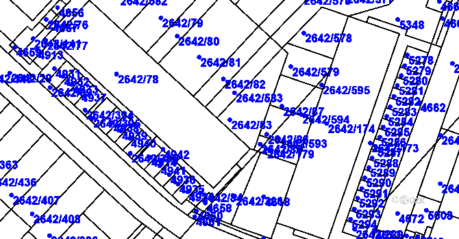 Parcela st. 2642/83 v KÚ Kuřim, Katastrální mapa