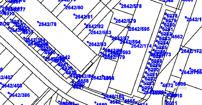 Parcela st. 2642/85 v KÚ Kuřim, Katastrální mapa