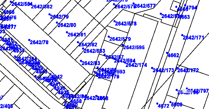 Parcela st. 2642/87 v KÚ Kuřim, Katastrální mapa