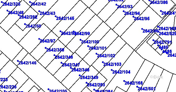 Parcela st. 2642/101 v KÚ Kuřim, Katastrální mapa
