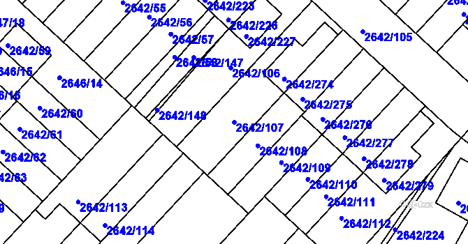 Parcela st. 2642/107 v KÚ Kuřim, Katastrální mapa