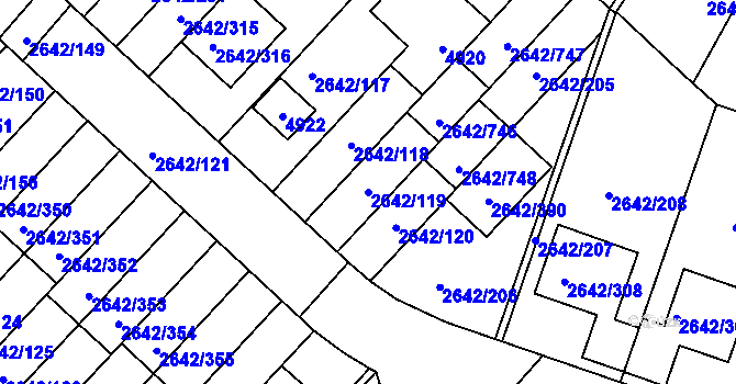 Parcela st. 2642/119 v KÚ Kuřim, Katastrální mapa