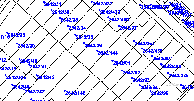 Parcela st. 2642/144 v KÚ Kuřim, Katastrální mapa