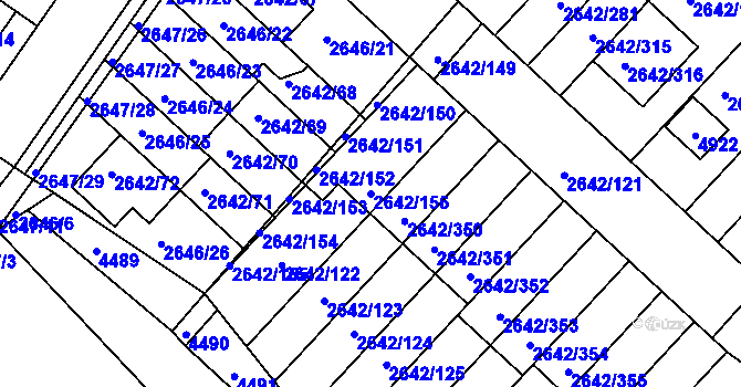 Parcela st. 2642/156 v KÚ Kuřim, Katastrální mapa