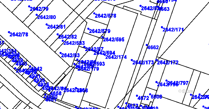 Parcela st. 2642/174 v KÚ Kuřim, Katastrální mapa
