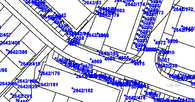 Parcela st. 2642/180 v KÚ Kuřim, Katastrální mapa